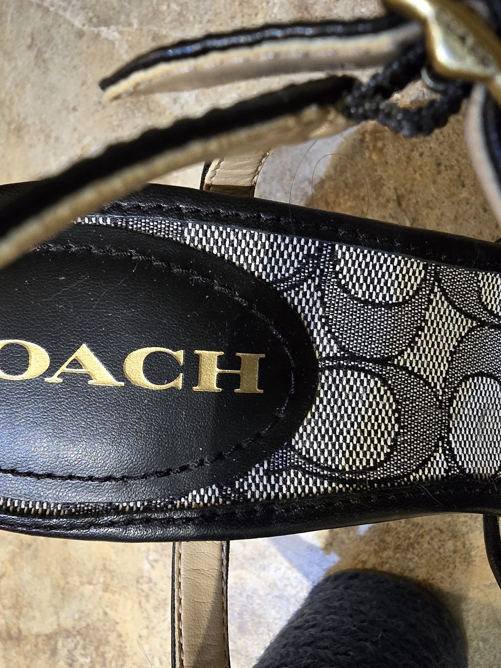 Coach Navy Woven Platform Sandals with Ankle Strap - Picture 5 of 6